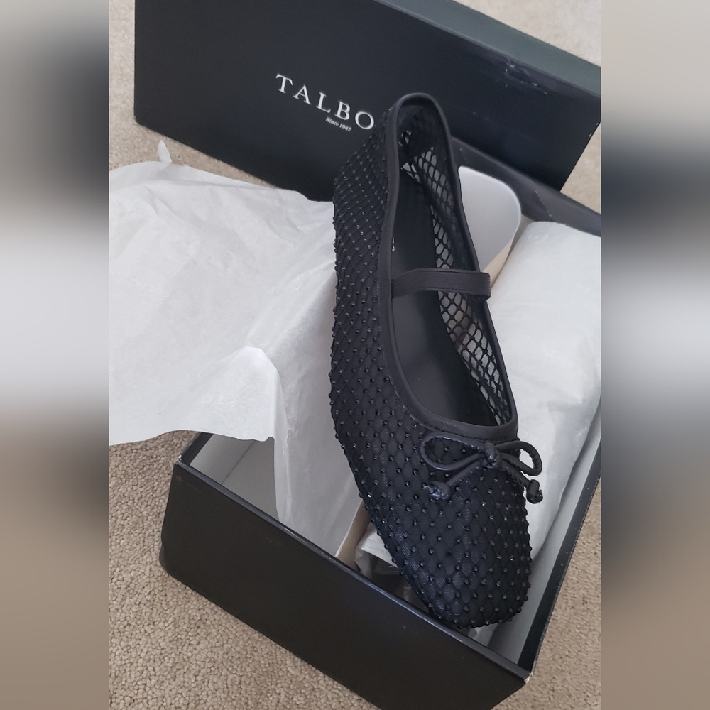 NWT-Talbots Black Blaine Mesh Ballet Flat with Bow Accent Size 8 1/2 - Picture 3 of 7